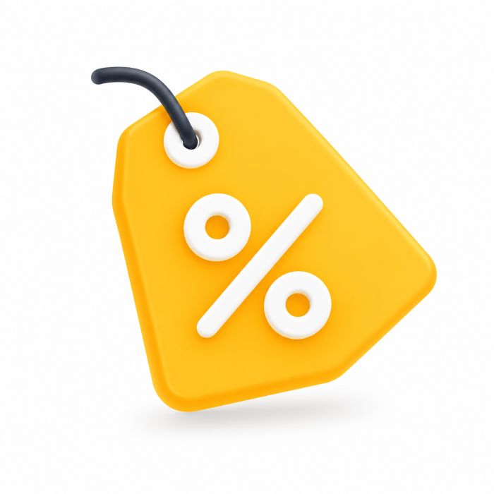 Etiqueta amarilla de descuento en 3D ES1